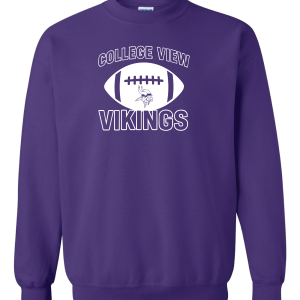 Purple College View Football Crewneck